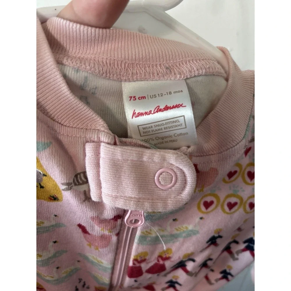 Hanna Andersson 12 Days of Christmas‎ Pajama Zipper Footie 12-18m Organic Pink
